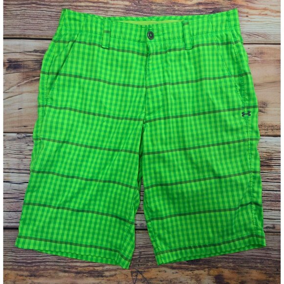 Under Armour Mens Green Plaid Golf Shorts Size 32 - Picture 1 of 8